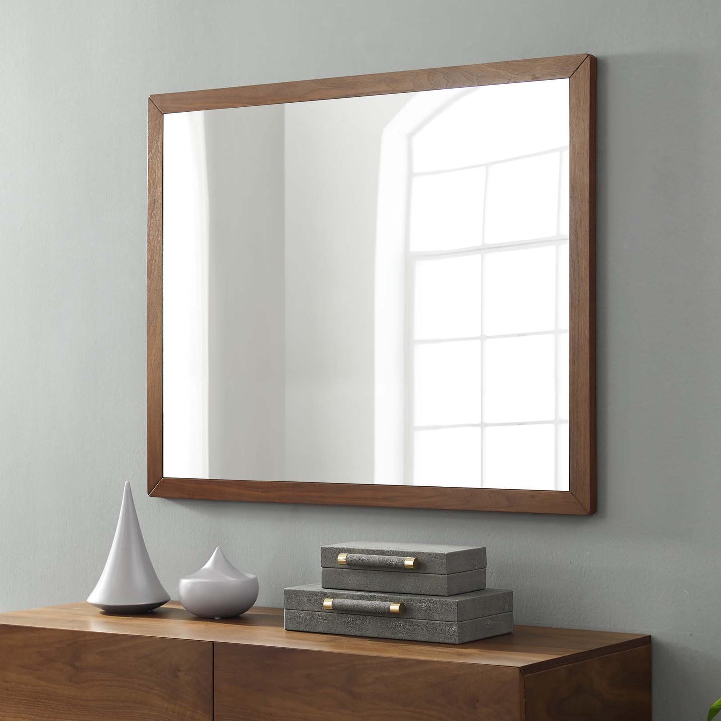 Caima Mirror, Wood, Brown Walnut, 21482