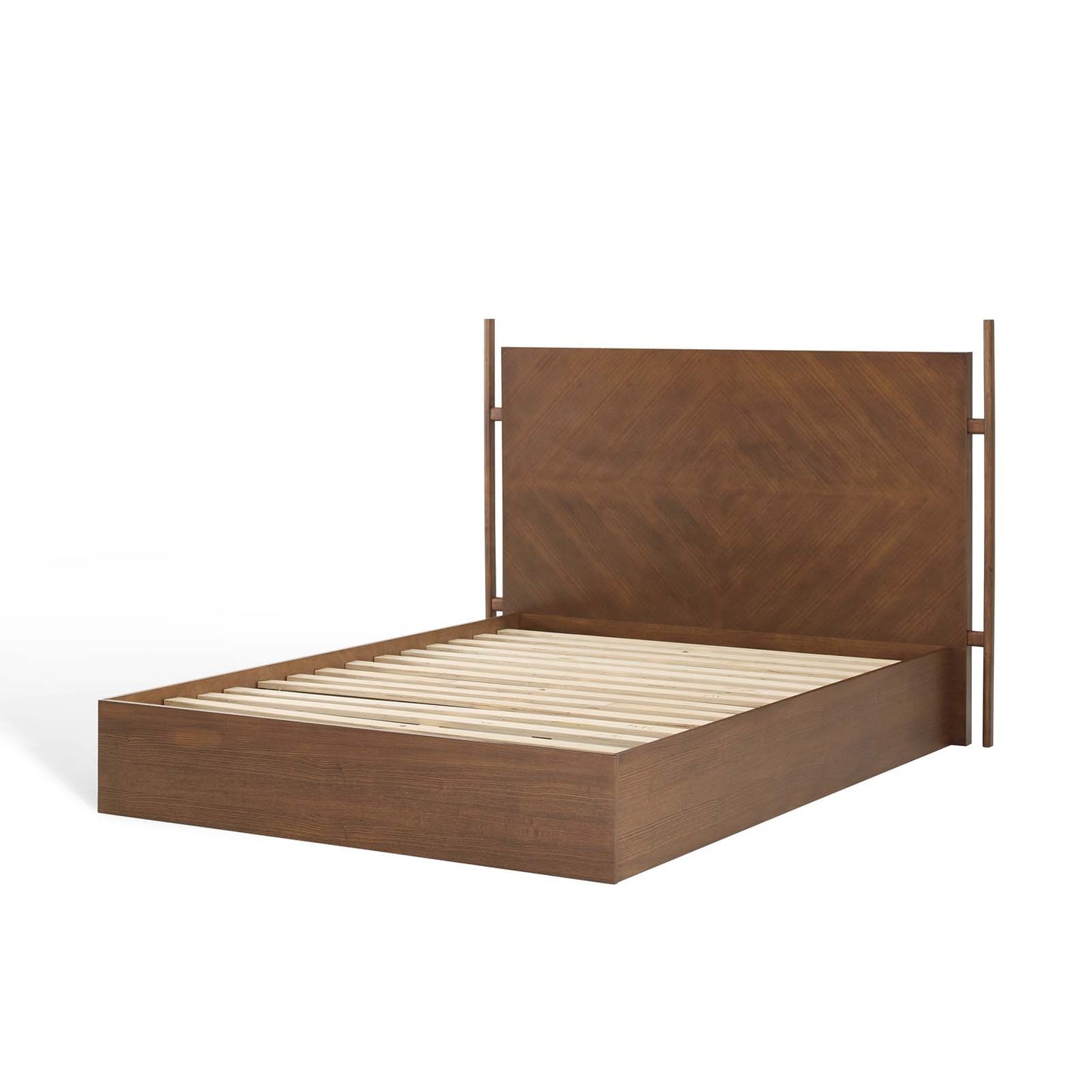 Kali Wood Queen Platform Bed, Wood, Brown Walnut, 21483