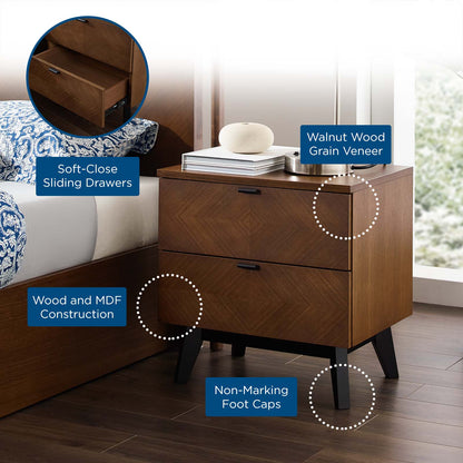 Kali Wood Nightstand, Wood, Brown Walnut, 21484