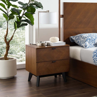 Kali Wood Nightstand, Wood, Brown Walnut, 21484