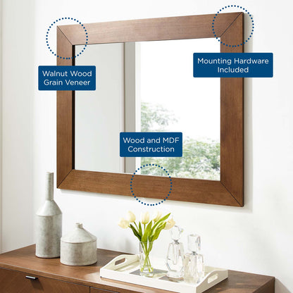 Kali Wall Mirror, Wood, Brown Walnut, 21487