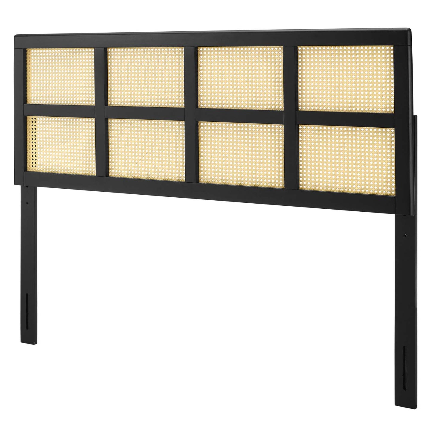 Luana Cane Queen Headboard, Wood, Black, 21491