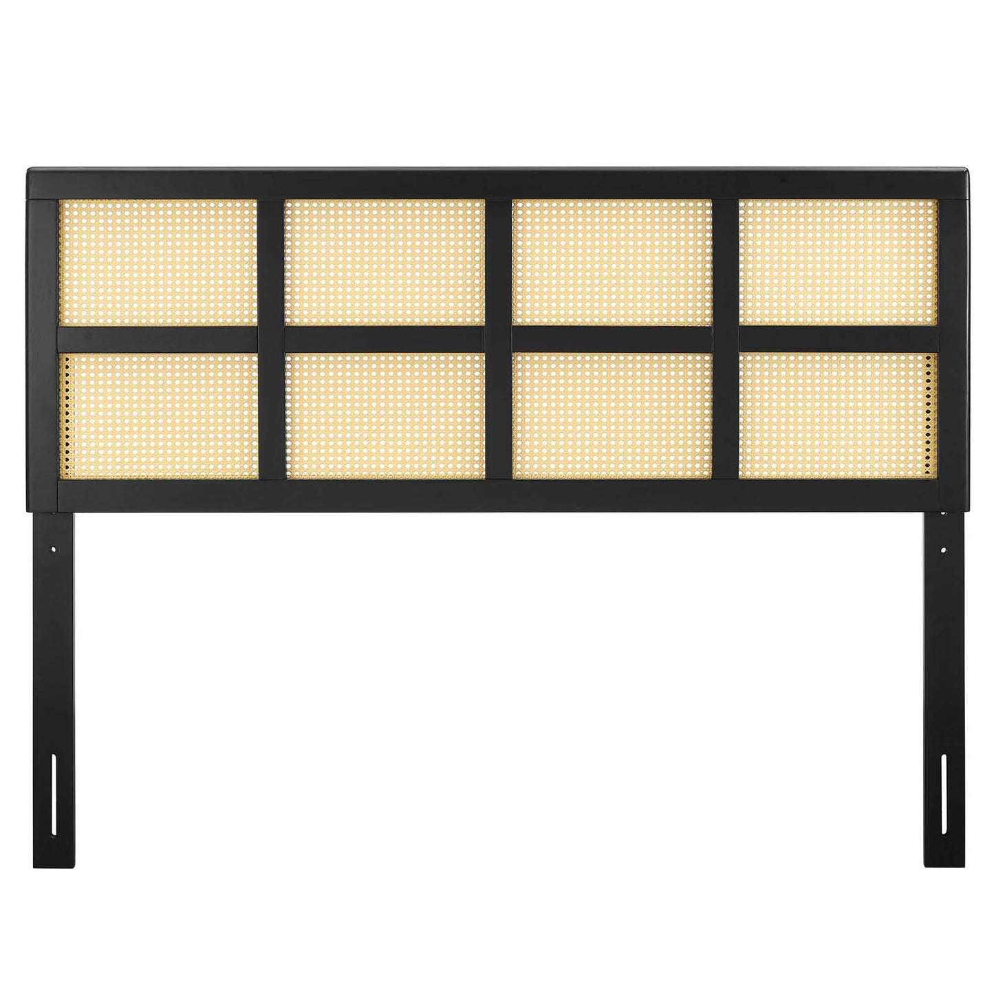 Luana Cane Queen Headboard, Wood, Black, 21491