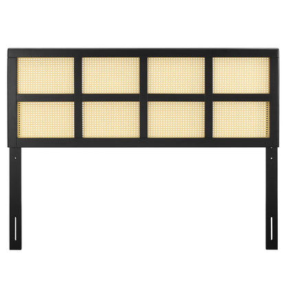 Luana Cane Queen Headboard, Wood, Black, 21491