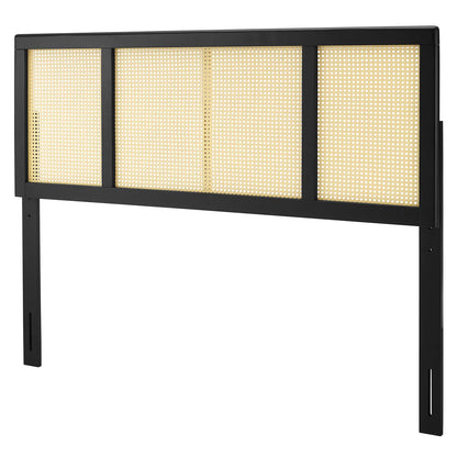 Delmare Cane Queen Headboard, Wood, Black, 21500