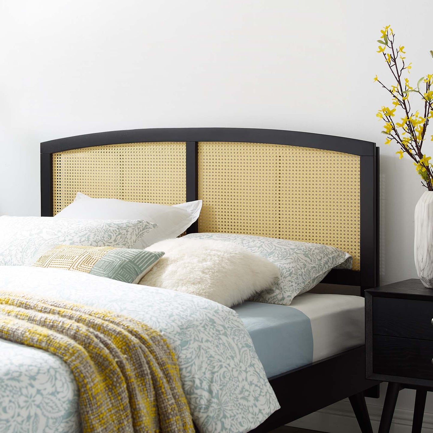 Halcyon Cane Full Headboard, Wood, Black, 21506