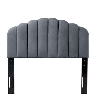 Veronique Twin Performance Velvet Headboard, Velvet, Dark Grey Gray, 21515