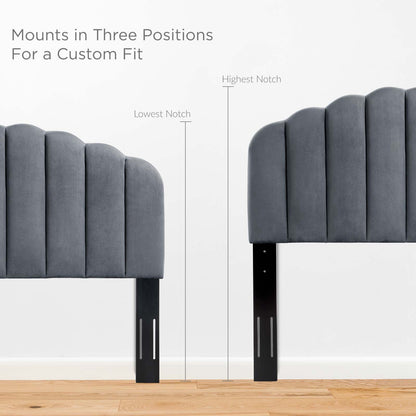 Veronique Twin Performance Velvet Headboard, Velvet, Dark Grey Gray, 21515