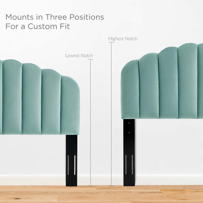 Veronique Twin Performance Velvet Headboard, Velvet, Blue, 21518