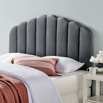 Veronique Full/Queen Performance Velvet Headboard, Velvet, Dark Grey Gray, 21523