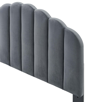 Veronique Full/Queen Performance Velvet Headboard, Velvet, Dark Grey Gray, 21523