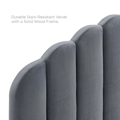 Veronique Full/Queen Performance Velvet Headboard, Velvet, Dark Grey Gray, 21523