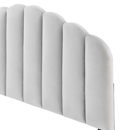 Veronique Full/Queen Performance Velvet Headboard, Velvet, Light Grey Gray, 21525