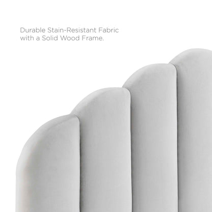Veronique Full/Queen Performance Velvet Headboard, Velvet, Light Grey Gray, 21525