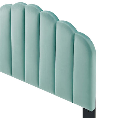 Veronique Full/Queen Performance Velvet Headboard, Velvet, Blue, 21526