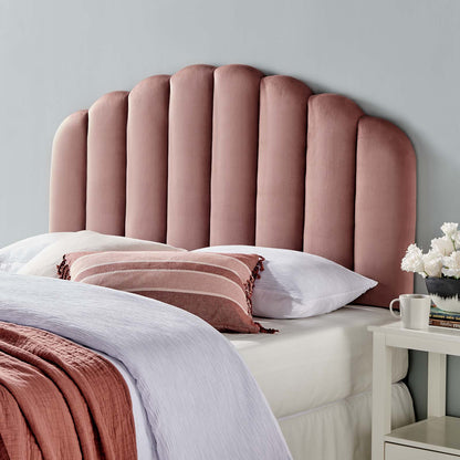 Veronique King/California King Performance Velvet Headboard, Velvet, Pink, 21532
