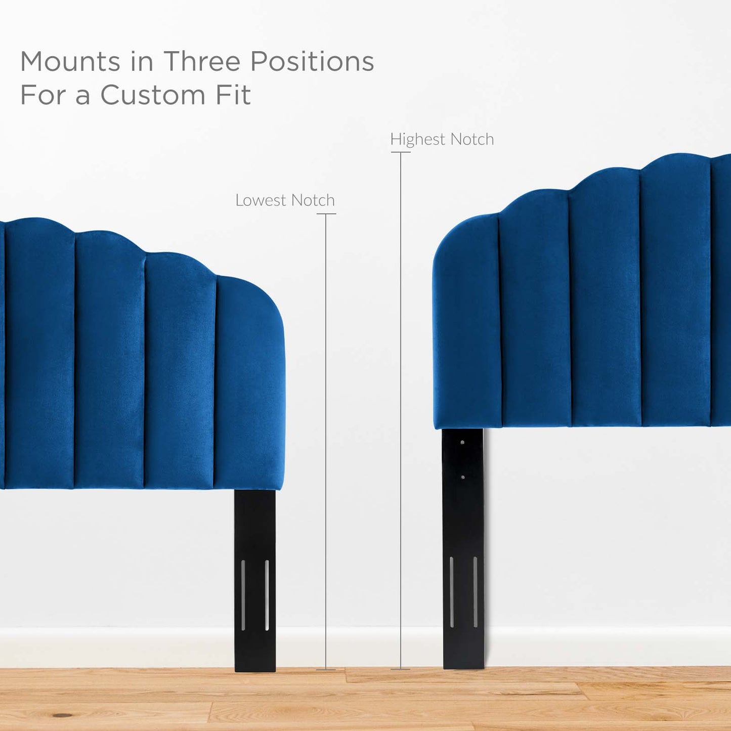 Veronique King/California King Performance Velvet Headboard, Velvet, Blue Navy, 21535