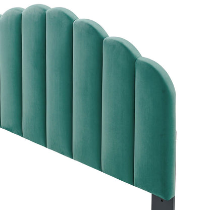 Veronique King/California King Performance Velvet Headboard, Velvet, Teal Blue, 21537