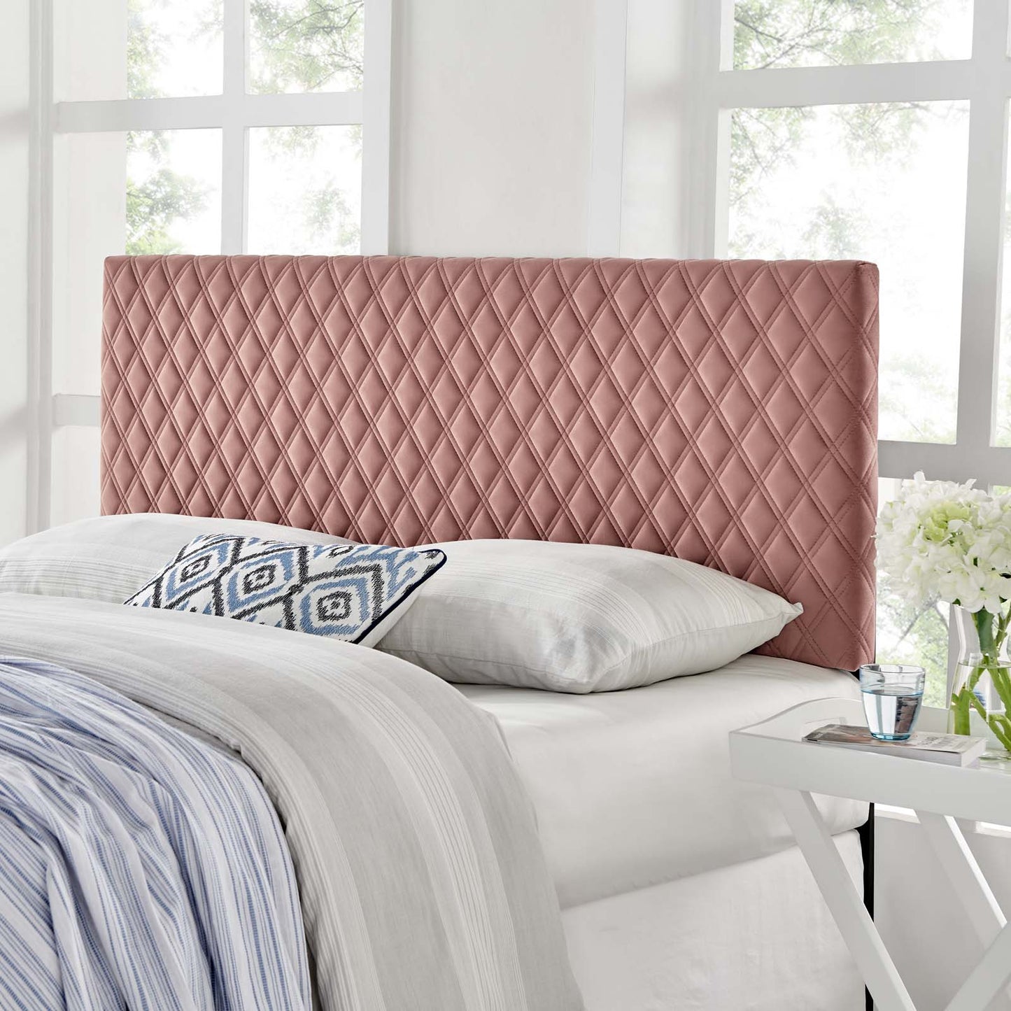Angela Twin Performance Velvet Headboard, Velvet, Pink, 21540