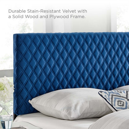 Angela King Performance Velvet Headboard, Velvet, Blue Navy, 21559