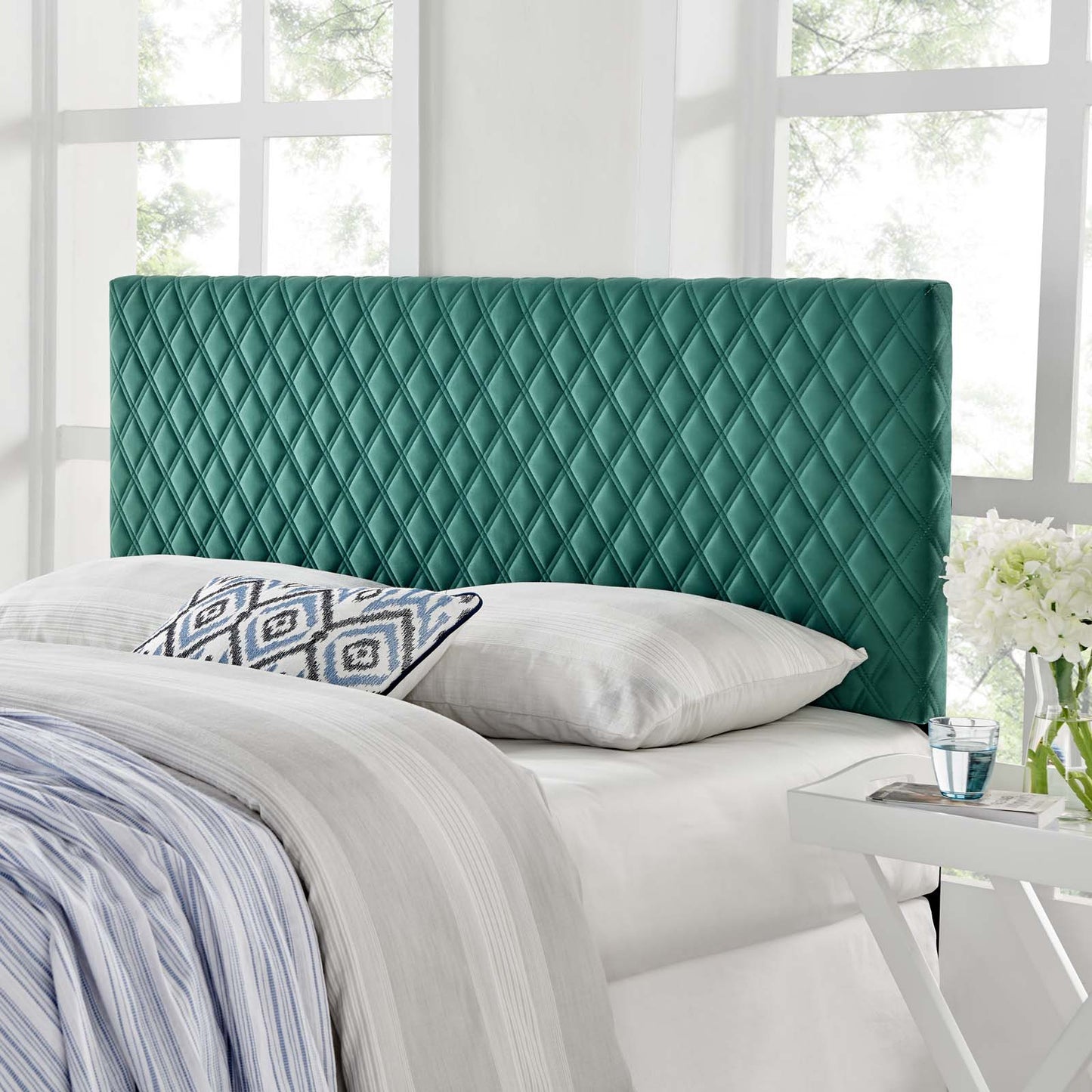 Angela King Performance Velvet Headboard, Velvet, Teal Blue, 21561
