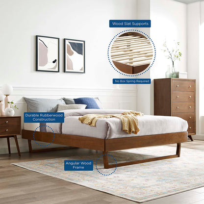 Billie Twin Wood Platform Bed Frame, Wood, Brown Walnut, 21565