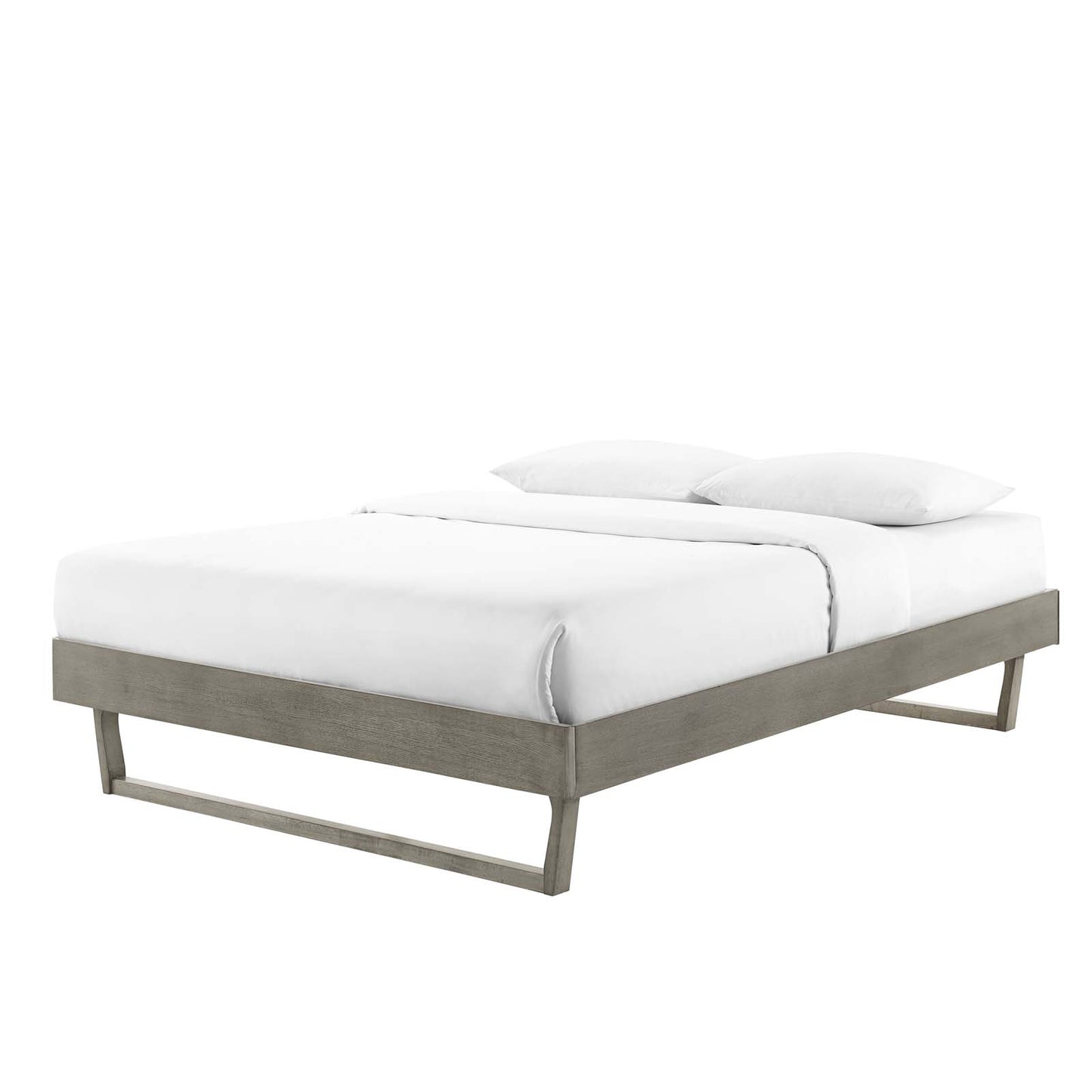 Billie Full Wood Platform Bed Frame, Wood, Grey Gray, 21567