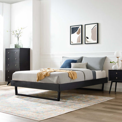 Billie King Wood Platform Bed Frame, Wood, Black, 21572