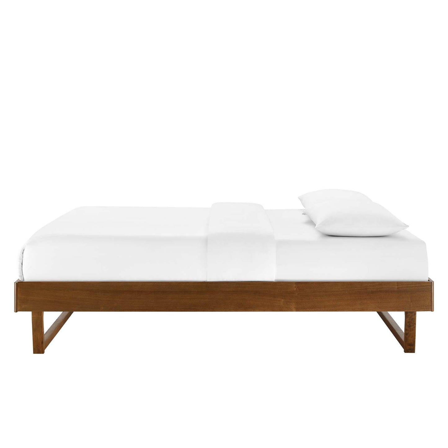 Billie King Wood Platform Bed Frame, Wood, Brown Walnut, 21574