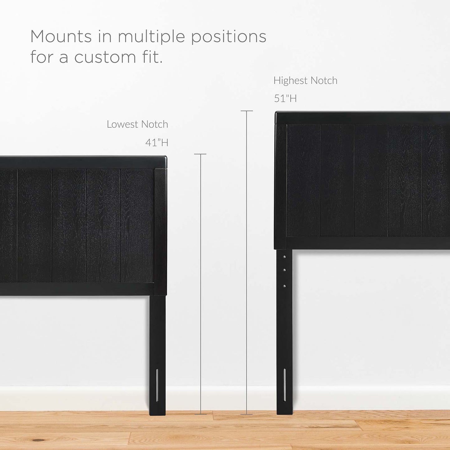 Robbie Twin Wood Headboard, Wood, Black, 21575