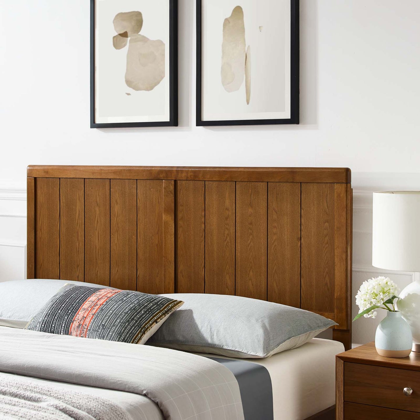 Robbie Queen Wood Headboard, Wood, Brown Walnut, 21583