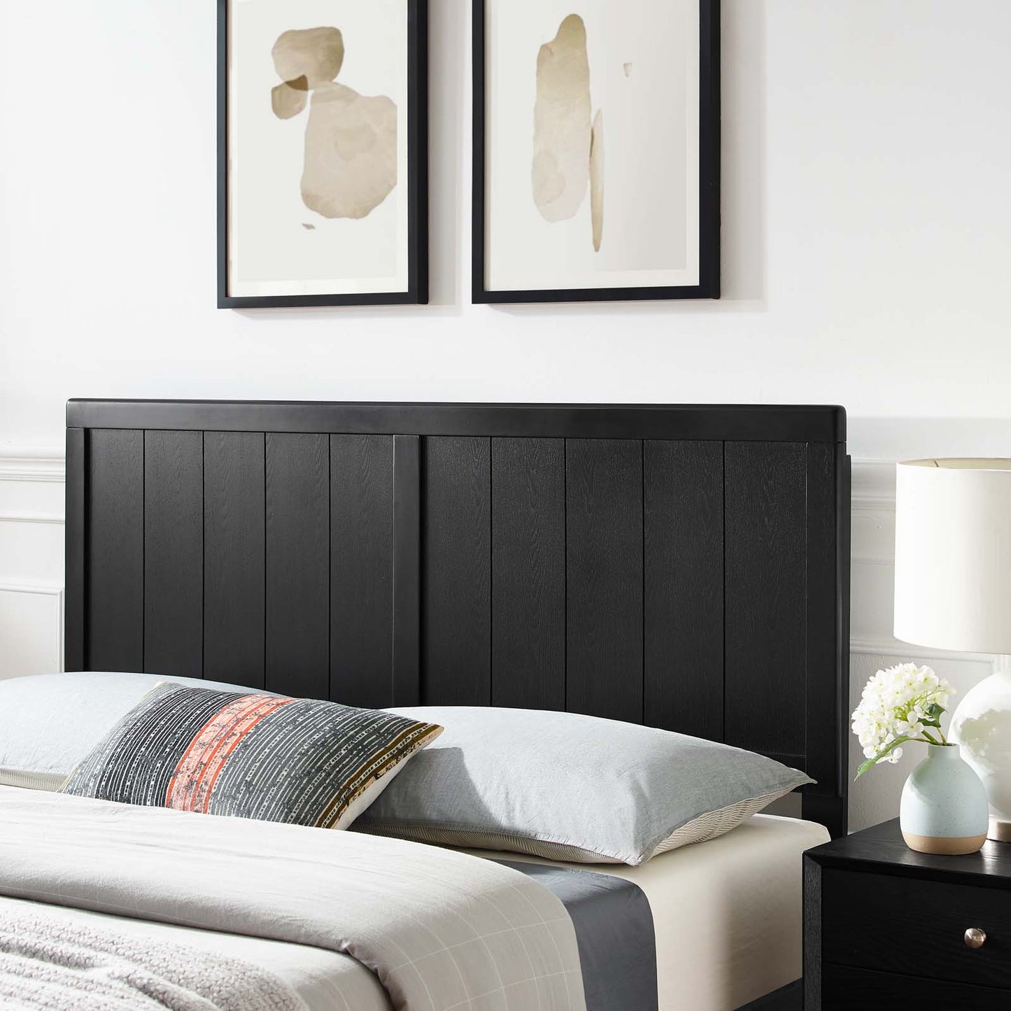 Robbie King Wood Headboard, Wood, Black, 21584