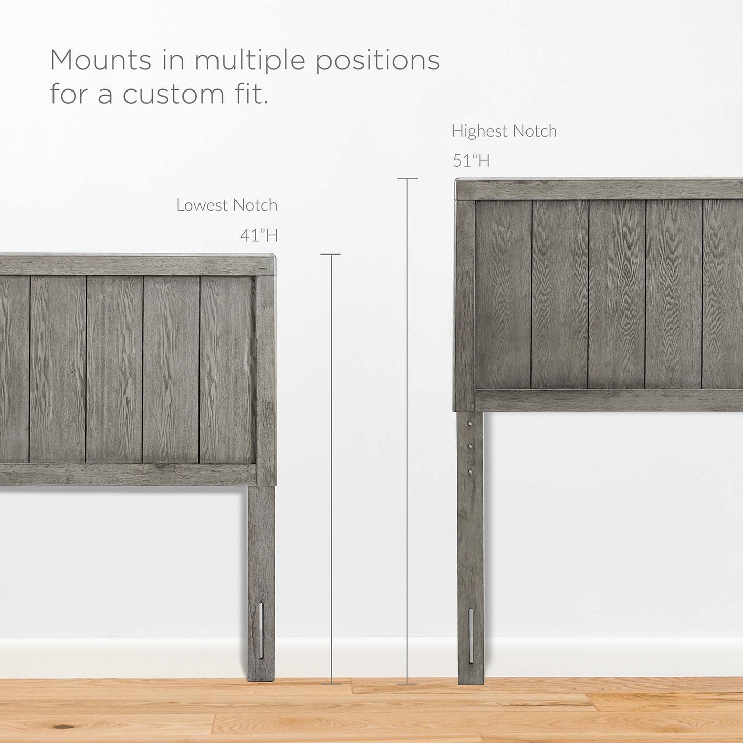 Robbie King Wood Headboard, Wood, Grey Gray, 21585
