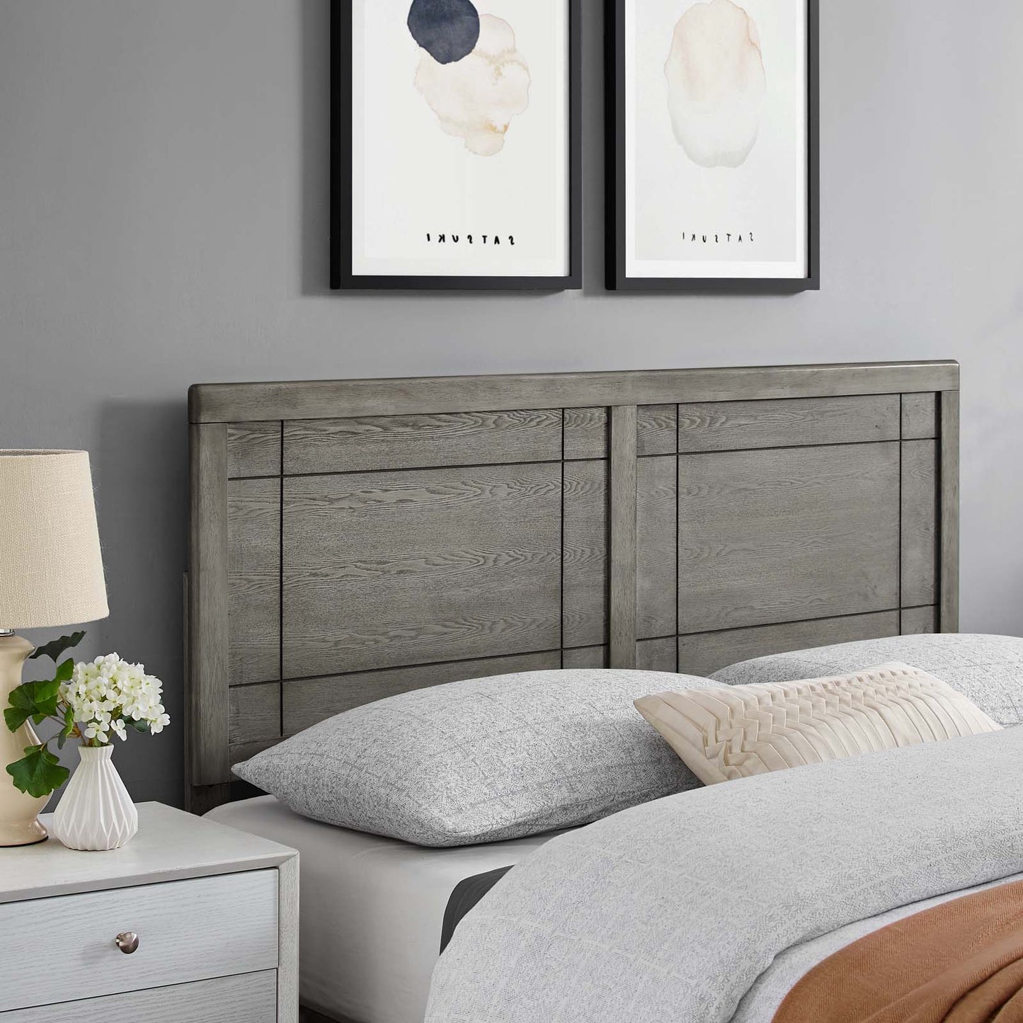 Archie Twin Wood Headboard, Wood, Grey Gray, 21588