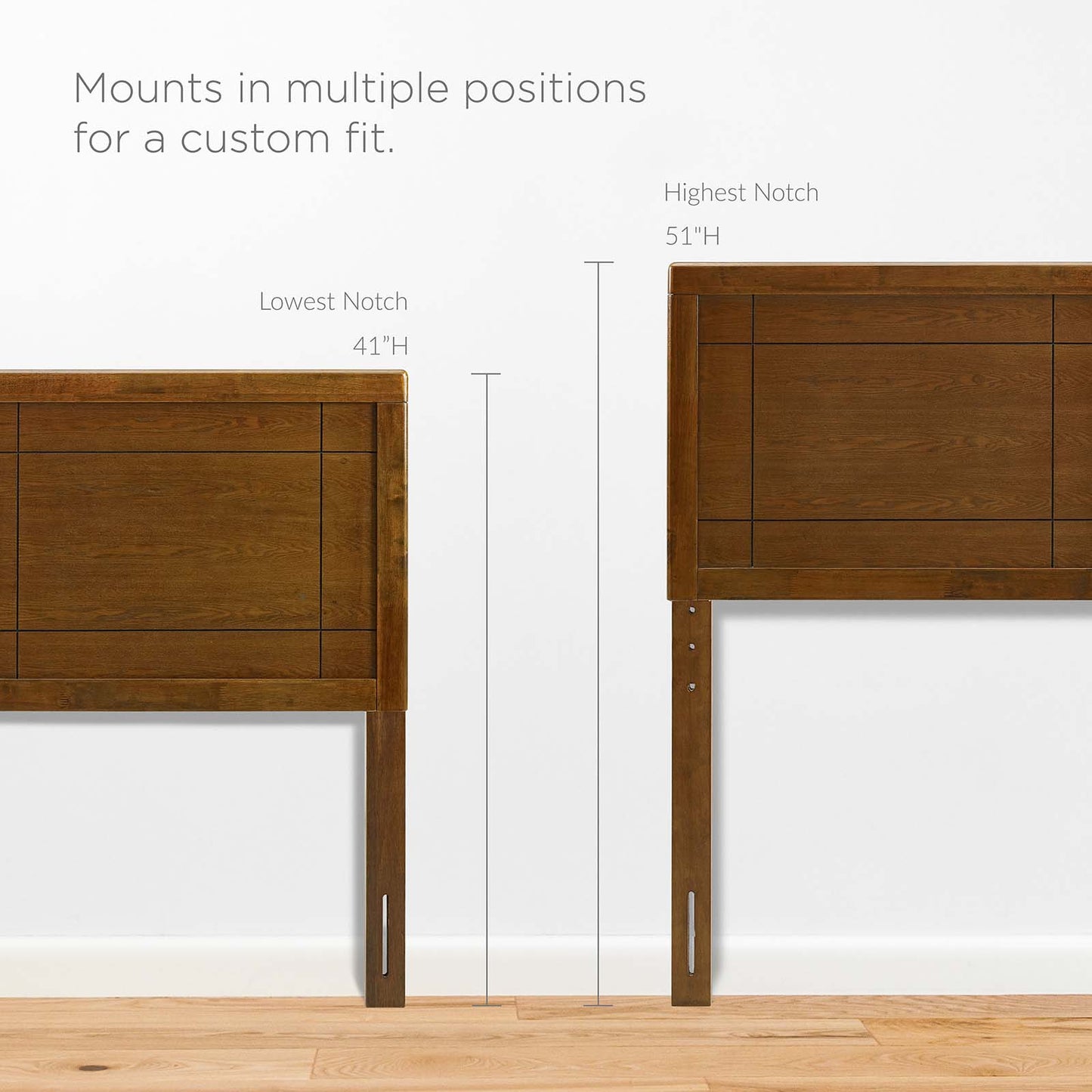 Archie Full Wood Headboard, Wood, Brown Walnut, 21592