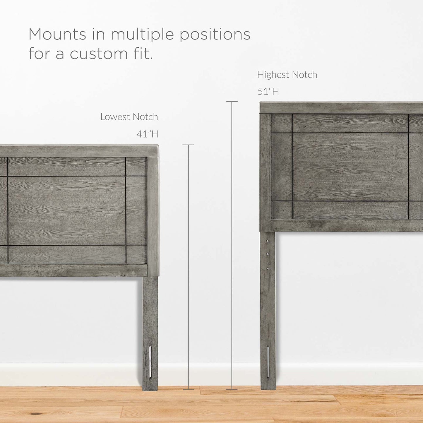 Archie King Wood Headboard, Wood, Grey Gray, 21597