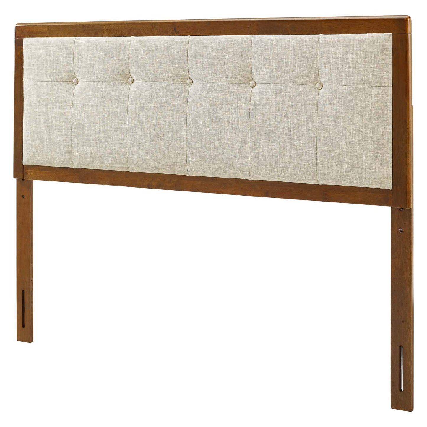 Draper Tufted Twin Fabric and Wood Headboard, Wood, Fabric, Brown Walnut Beige, 21603