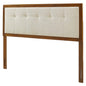 Draper Tufted Twin Fabric and Wood Headboard, Wood, Fabric, Brown Walnut Beige, 21603
