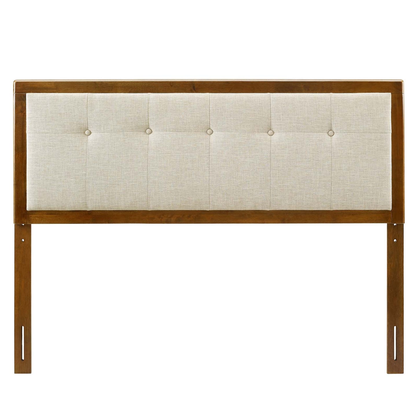Draper Tufted Twin Fabric and Wood Headboard, Wood, Fabric, Brown Walnut Beige, 21603