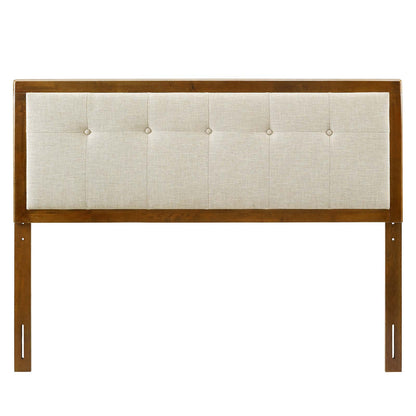 Draper Tufted Twin Fabric and Wood Headboard, Wood, Fabric, Brown Walnut Beige, 21603