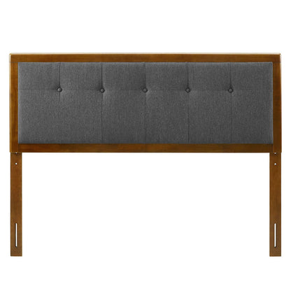 Draper Tufted Twin Fabric and Wood Headboard, Wood, Fabric, Brown Walnut Grey Gray, 21604