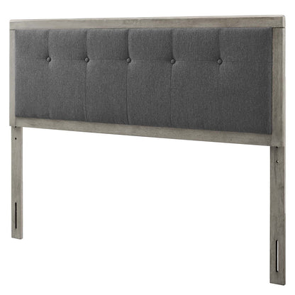 Draper Tufted Full Fabric and Wood Headboard, Wood, Fabric, Grey Gray, 21608