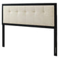 Draper Tufted Queen Fabric and Wood Headboard, Wood, Fabric, Black Beige, 21611