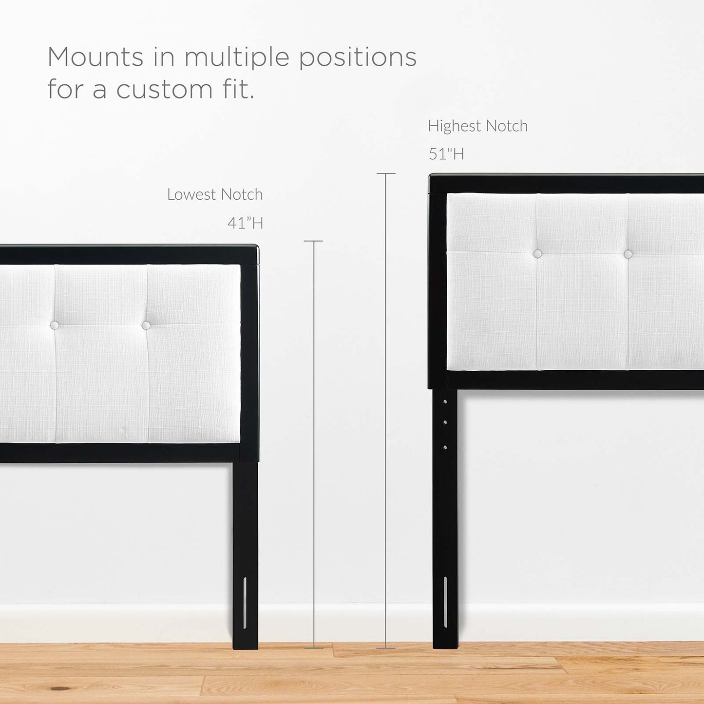Draper Tufted Queen Fabric and Wood Headboard, Wood, Fabric, Black White, 21612