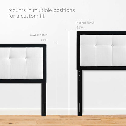 Draper Tufted Queen Fabric and Wood Headboard, Wood, Fabric, Black White, 21612