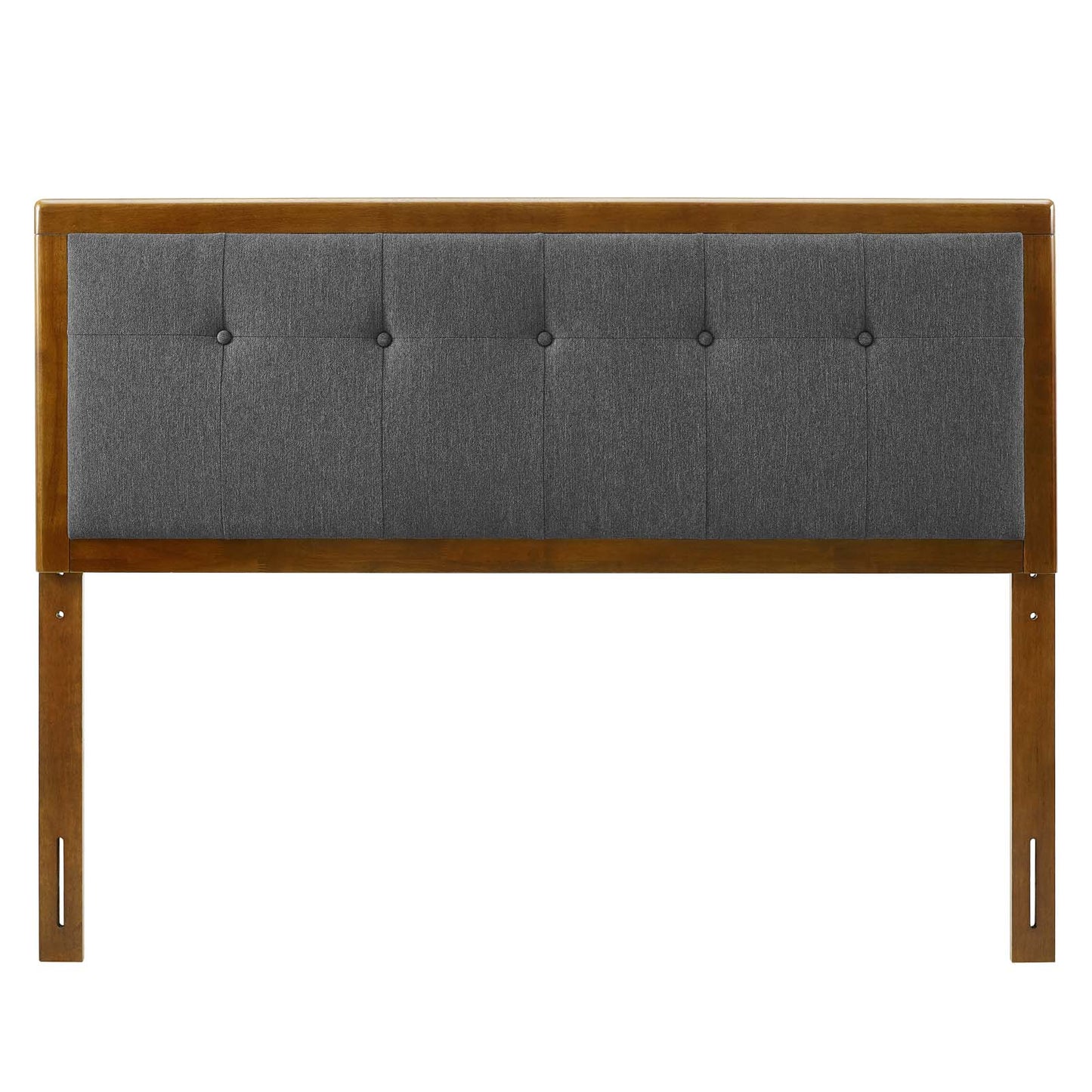 Draper Tufted Queen Fabric and Wood Headboard, Wood, Fabric, Brown Walnut Grey Gray, 21616