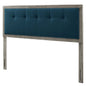 Draper Tufted King Fabric and Wood Headboard, Wood, Fabric, Grey Gray Navy Blue, 21619