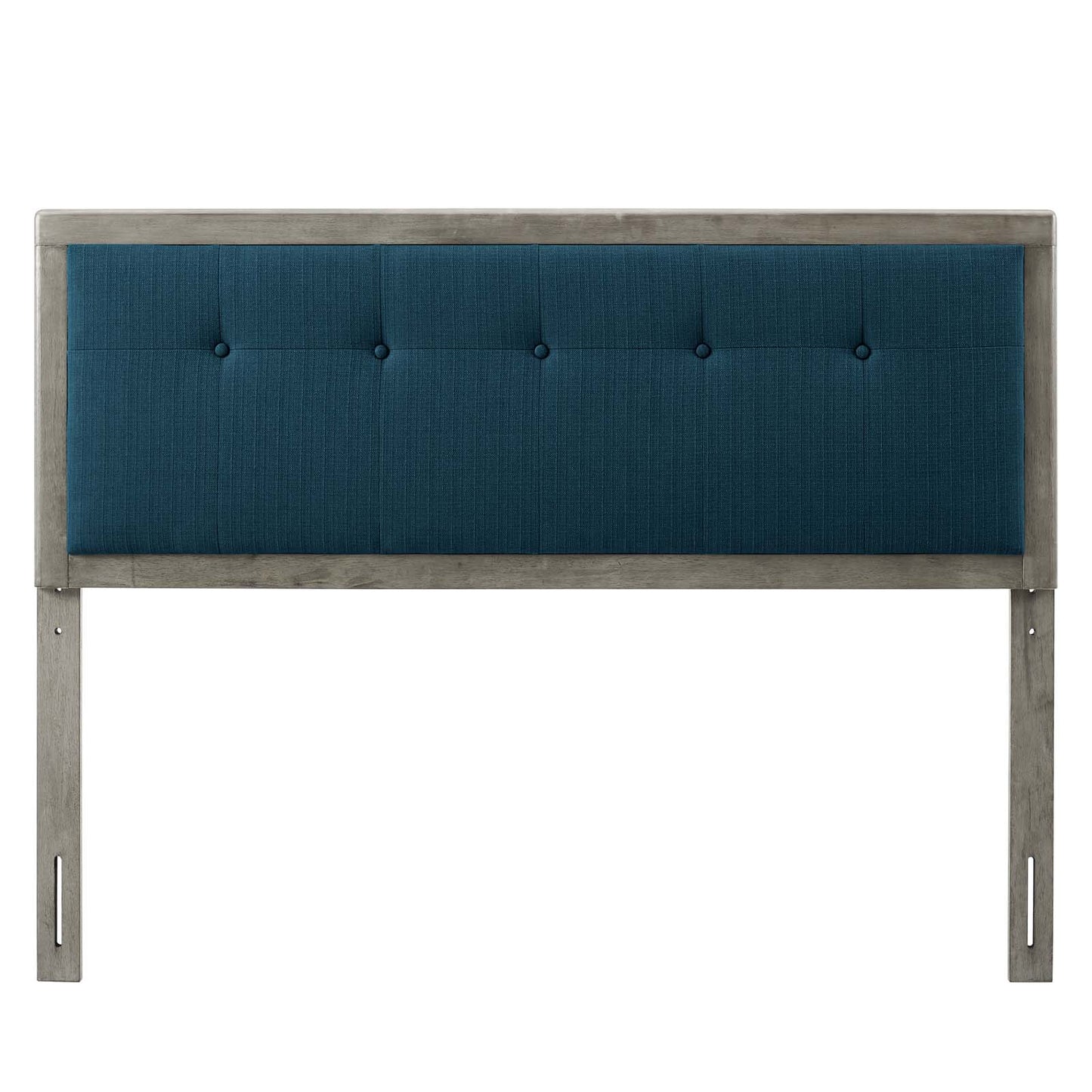 Draper Tufted King Fabric and Wood Headboard, Wood, Fabric, Grey Gray Navy Blue, 21619