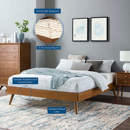 Margo Full Wood Platform Bed Frame, Wood, Brown Walnut, 21628