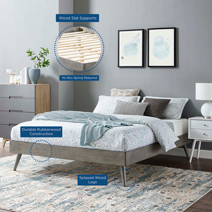 Margo Queen Wood Platform Bed Frame, Wood, Grey Gray, 21630